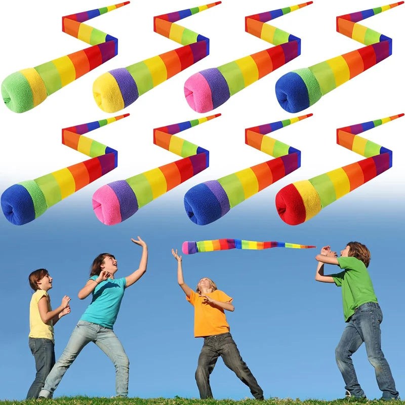 

Kids Outdoor Toys Hand Throwing Meteor Ball with Rainbow Tails Kindergarten Fun Sensory Training Parent Child Interaction Games