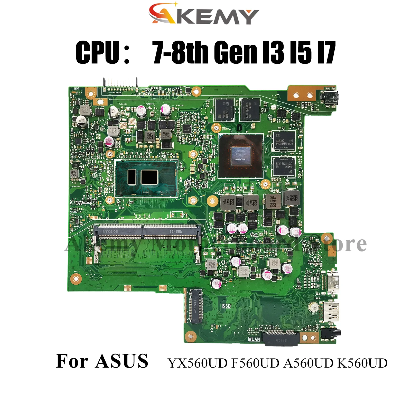 

X560UD Laptop Motherboard For ASUS VivoBook A560UD K560UD X560UD YX560UD F560UD X560U Mainboard With I3 I5 I7 CPU 100% tests OK