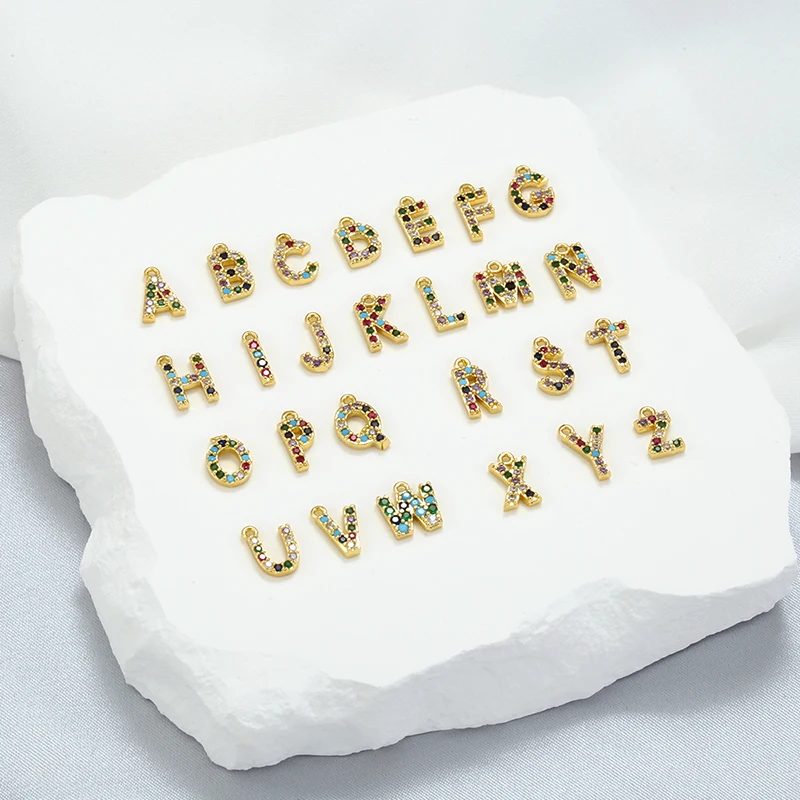 ZHUKOU 8*8.5mm mixed 26 letters charms for jewelry making Initial DIY charms mini pendant for women Jewelry accessories VZ357