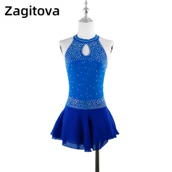 Vestido de patinaje artístico personalizado para mujeres y niñas, ropa de patinaje sobre hielo, sin mangas, cinturón Condole con diamantes de imitación