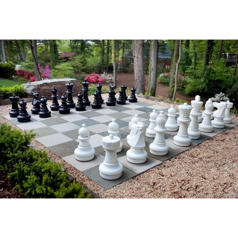 Giant Oversized Premium Complete Set of Chess Pieces with 25 Inch Tall King - Black and White