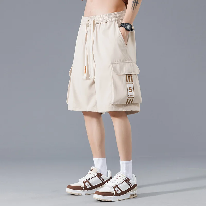 Moda nova marca de trabalho shorts para homem no verão fino roupas esportivas para casual masculino cinco pontos meados de calças carga shorts masculinos homem