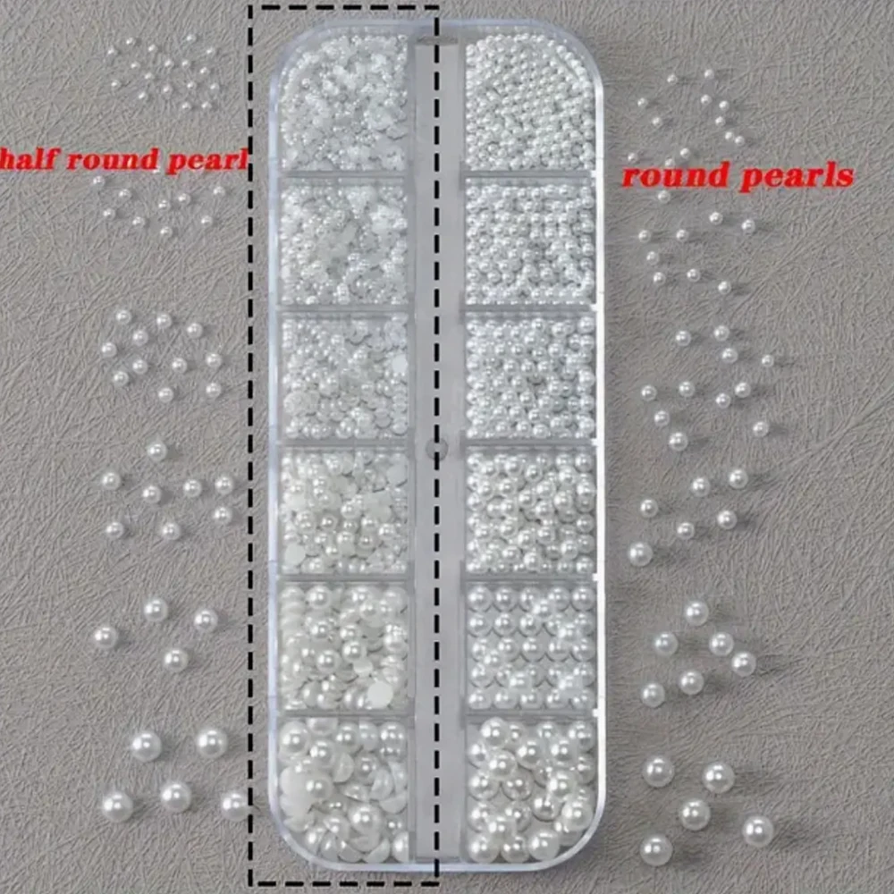 베스트셀러 12칸 오엽꽃 스틸 비즈 네일 장식, 진주 플랫 바텀 다이아몬드 피어싱 아머 및 불규칙한 디자인