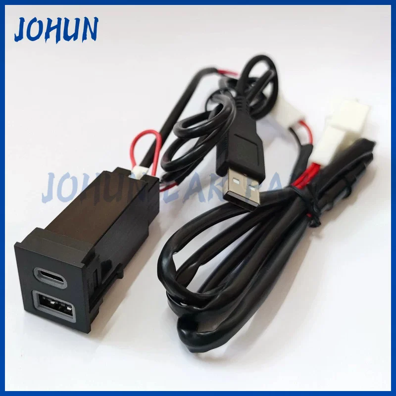 Car Dual USB C PD Ports QC3.0 Right Hole Position Cigarette Lighter Socket Quick Charger Use For TOYOTA RAV4 Wildlander New