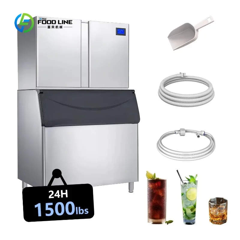 

Customized Heavy Duty Electric Ice Maker Machine 1500lbs Commercial Automatic Cube Ice Machine Stainless Housing Touch Screen