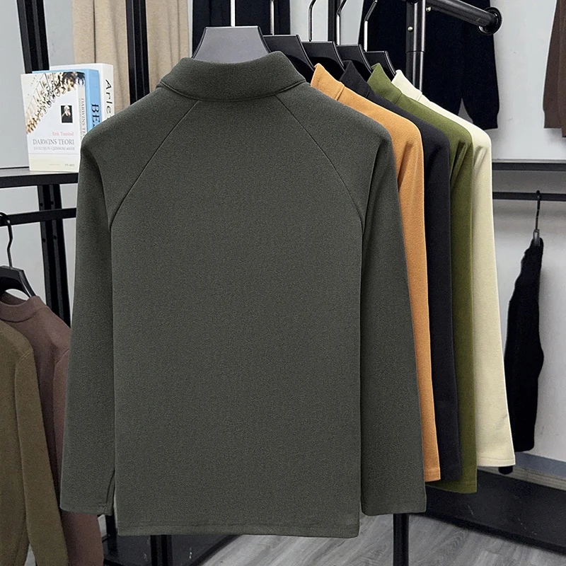 Herren T-Shirt mit halbem Reißverschluss, Stehkragen, langen Ärmeln, einfarbig, Raglanärmel, weiche Thermobasis, lässige Alltagsoberteile – Detail 13