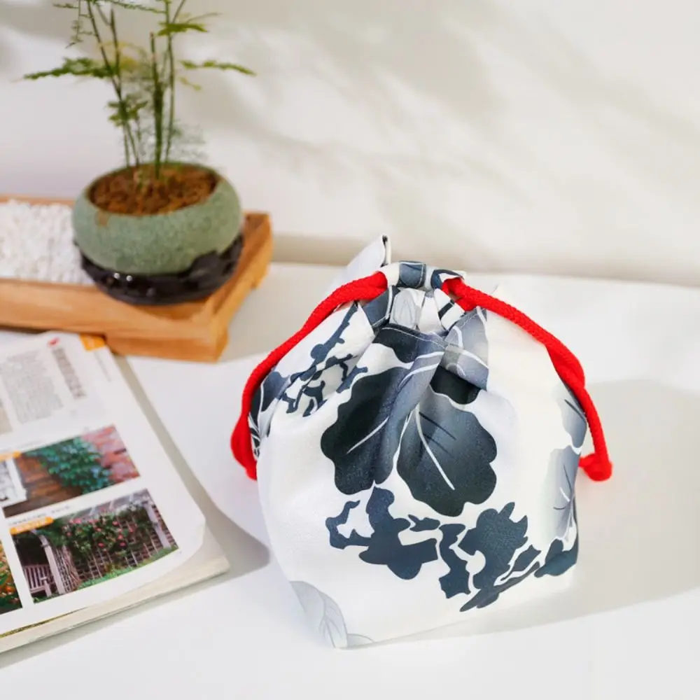 Canvas Bag Printing Drawstring Bag Japanese Style Coin Purse Japanese Kimono Handbag Small Pouch Hanfu Wrist Bag Bucket Bag