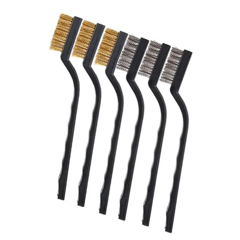 Mini Brushes stainless steel/brass/nylon bursh Paint Remove Metal Scrubbing Polishing Burring Brush Car Wash  6/10/15pcs 170mm