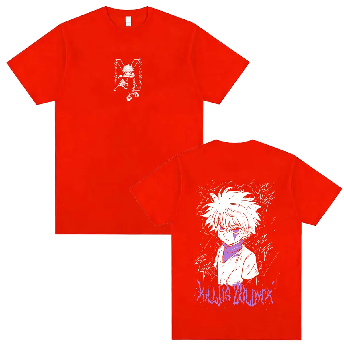 Anime Hunter X Hunter T-Shirt, Manga, Killua Zoldyck, T-Shirts für Männer und Frauen, modisches Vintage-Design, Oversized-Schnitt, Streetwear, lässiges T-Shirt für Herren. – Detail 4