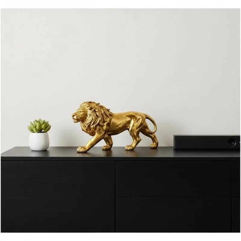 Stunning 3D Printed Lion Figurine for Home Office Artistic Shelf Display