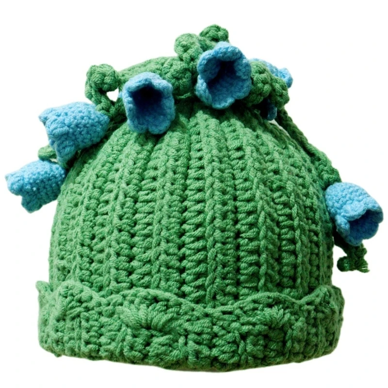 New Women Winter Hat Knitted Hat Flower Embellishement Crochet Hat Warm Winter Snow Hat for Women Girl Christmas Present