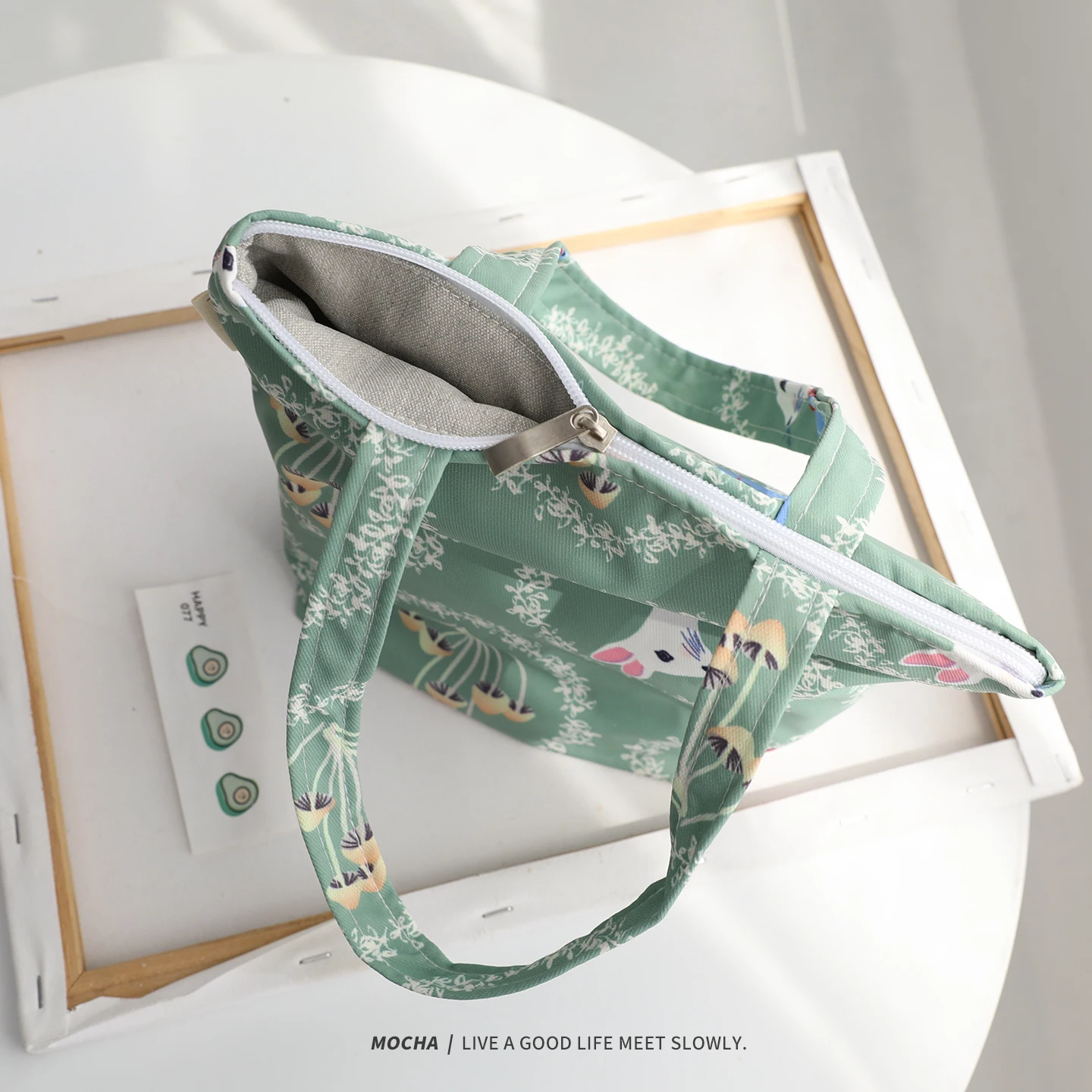 Cute Cartoon Portable Handbag Women's Student Tote Bag Storage Bag Soft Handle Medium Hardness Washable Square Shape China Made