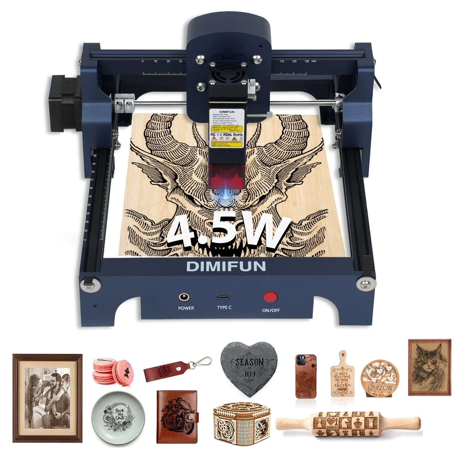 

2024 Low Price Logo DIMIFUN 4.5W Mini Marking Engraving Machine for wood stainless steel engraver portable