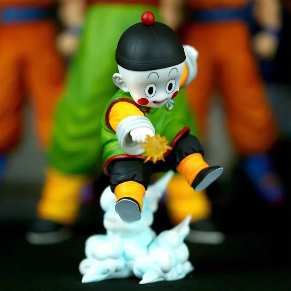 재고 있음 새로운 애니메이션 드래곤 볼 귀여운 피규어 Chiaotzu 액션 장면 장난감 GK 모델 컬렉션 데스크탑 장식 어린이 인형 선물