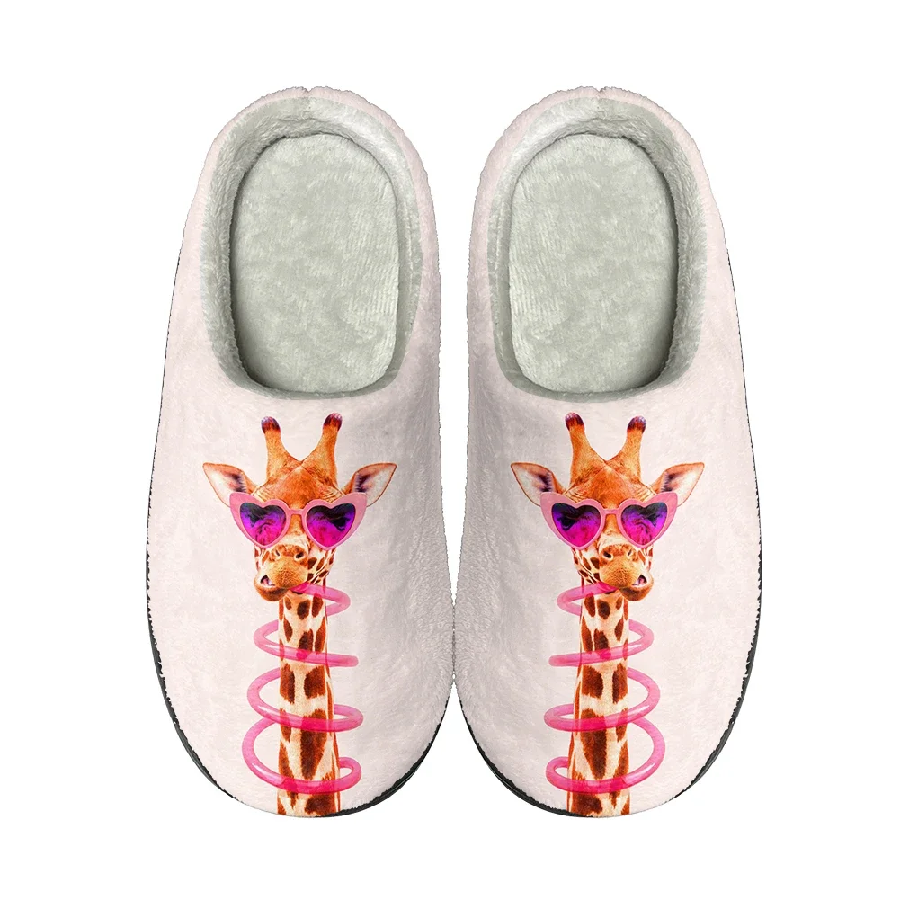 

Giraffe Animal Home Cotton Custom Slippers High Quality Mens Womens Plush Funny Fashion Casual Keep Warm Shoes Thermal Slipper