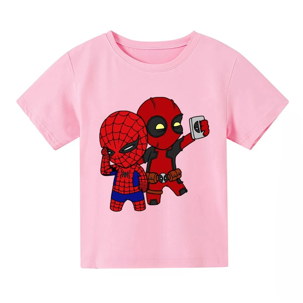 Family Marvel Kids T Shirt Avengers Deadpool Spiderman Loki Captain America Print Boys Clothes Summer Children Top Girl T-Shirts