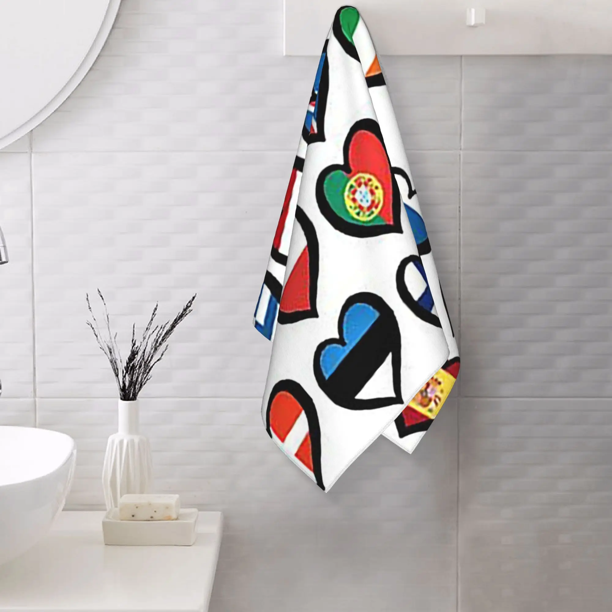 Custom Eurovision Song Contest Flags Hearts ESC EBU Eurofan Soft Face Towel Quick Dry Pool Bath Cotton Towels Breathable