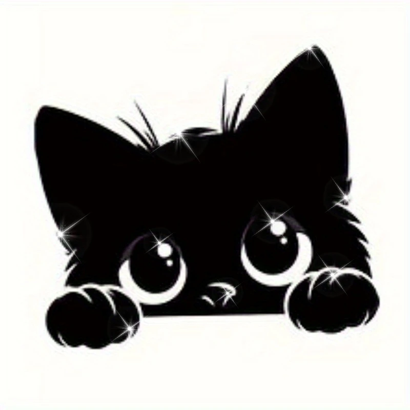 Adorable Black Cat Peeking Design - PVC Decal for Cars, Laptops, Trucks, Motorcycles, Windows