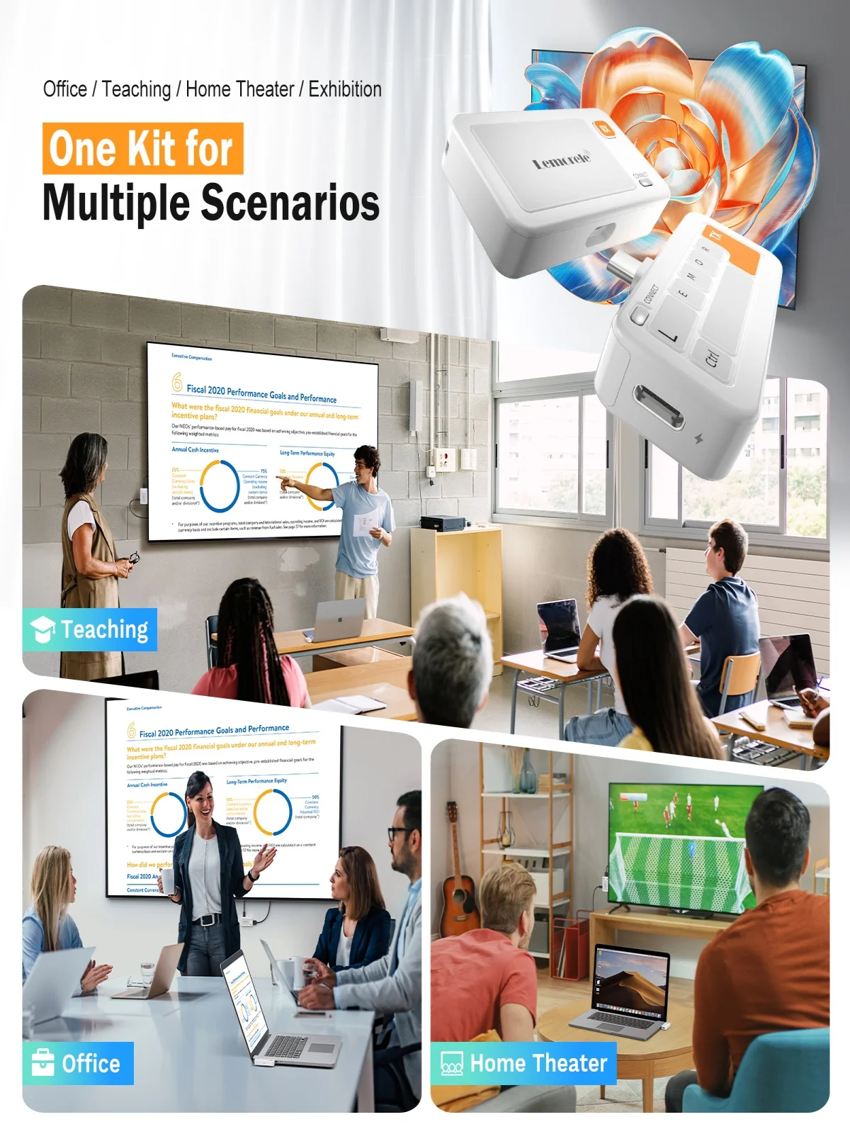 Lemorele – transmetteur et récepteur sans fil type-c vers HDMI, émetteur-récepteur vidéo 50m, extension sans fil pour réunion/enseignement/Home cinéma