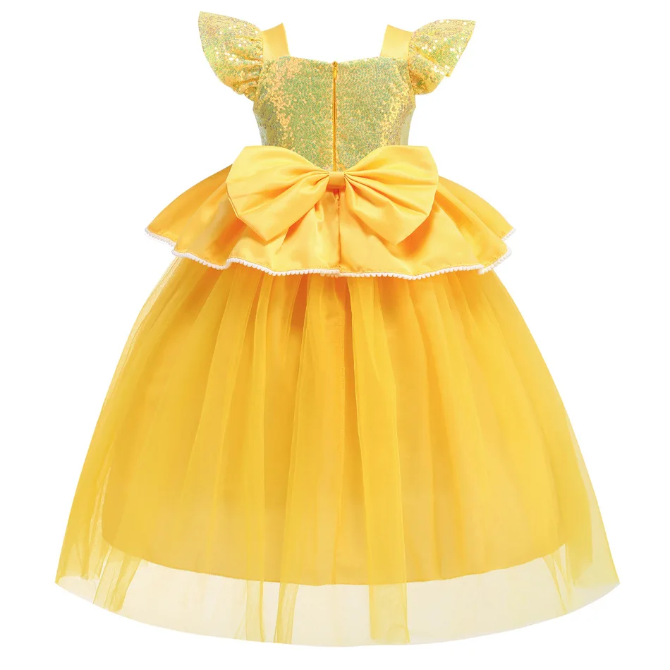 2024 bambini carnevale Cosplay ragazze Belle giallo festa di compleanno gioco di ruolo principessa vestire bambini Costume di Halloween per abiti