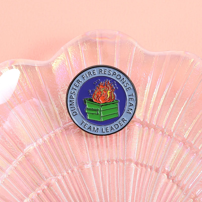 Dumpster Fire Response Team Enamel Pins Trash Can Flame Fire Safe Sarcastic Quote Brooches Lapel Badge Jewelry Gifts for Friends
