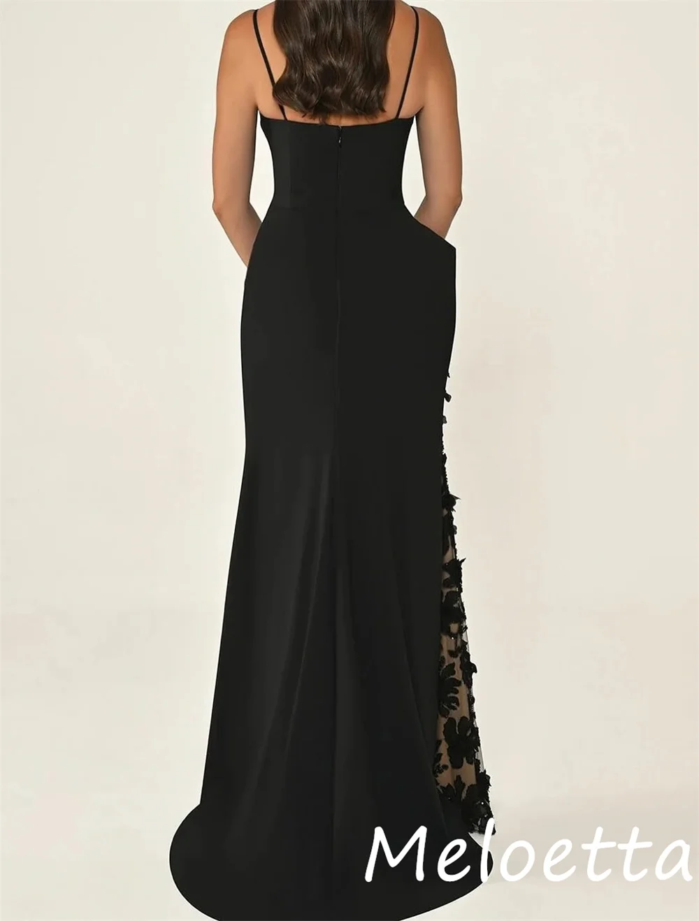 Abiti lunghi con scollo a cuore a trapezio con fiori con paillettes in jersey semplice casual personalizzato Abbinamento per occasioni su misura