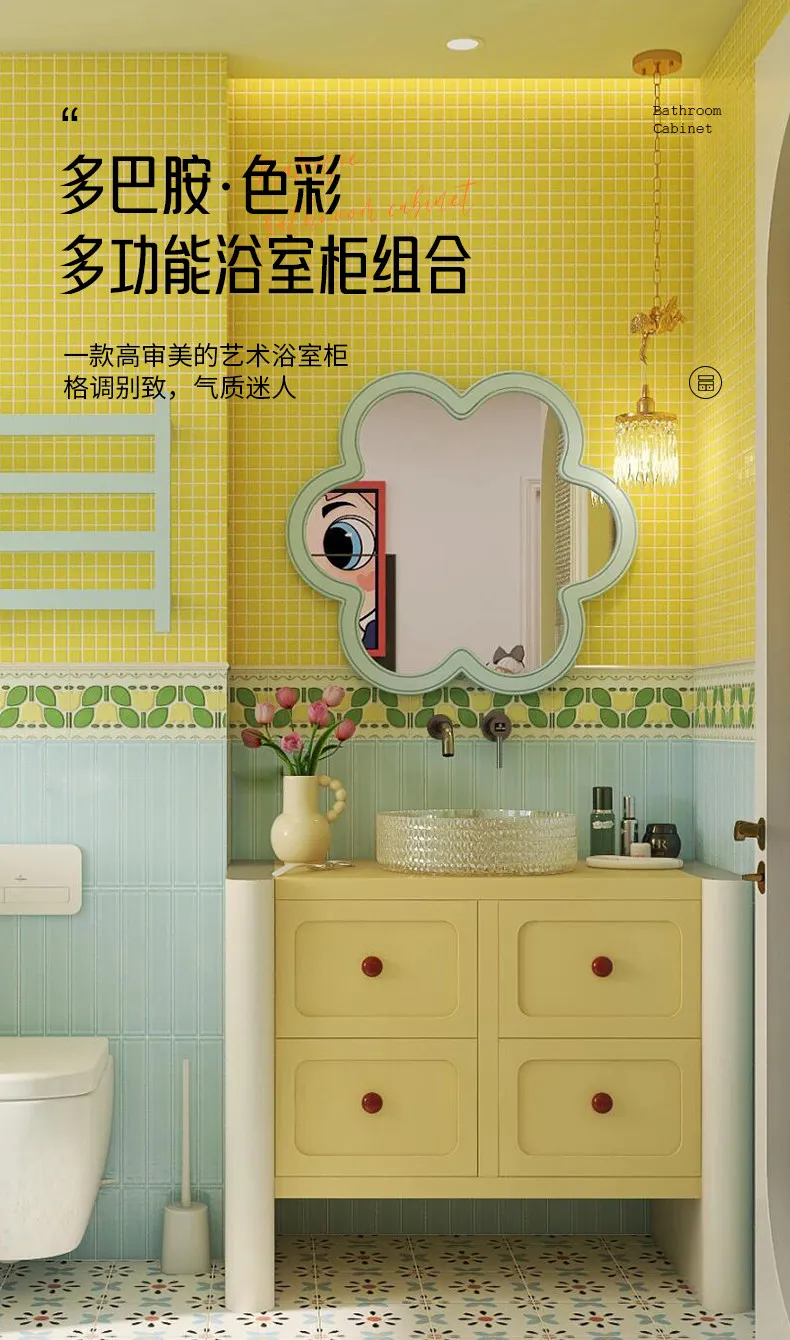 Color bathroom cabinet, toilet washbasin, glass counter basin, washbasin cabinet