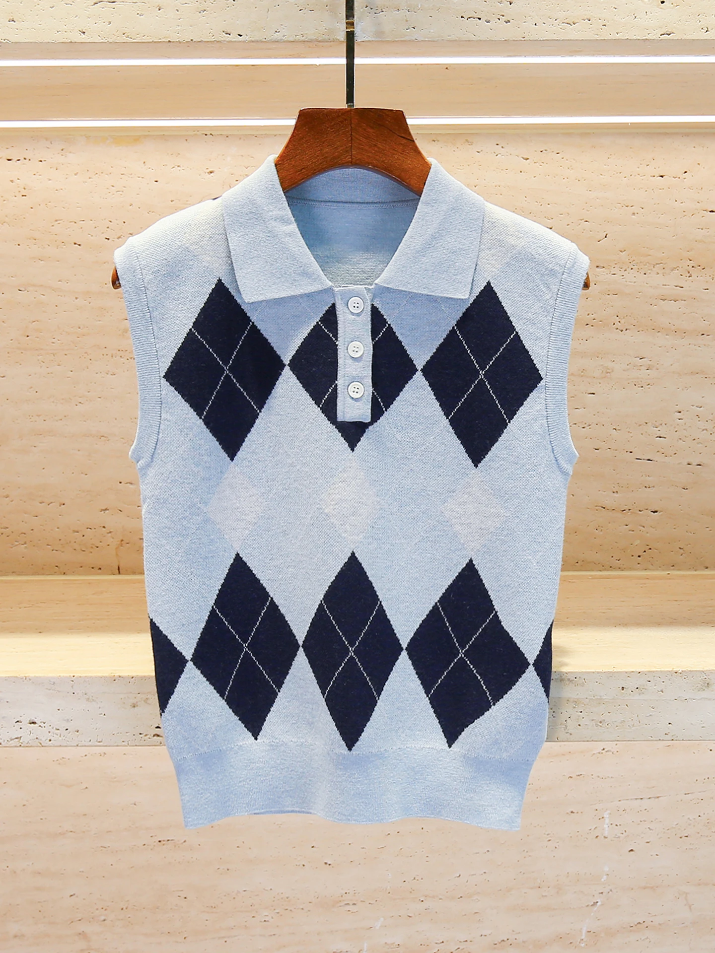 

Высококачественный летний вязаный жилет Ne с ромбовидным узором, женский костюм Faion ort, длина, обычный индекс тепла