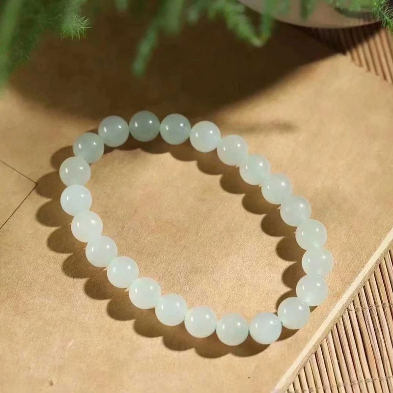 

Натуральный браслет из нефрита Хотан Цинхай, старинный материал, круглые бусины