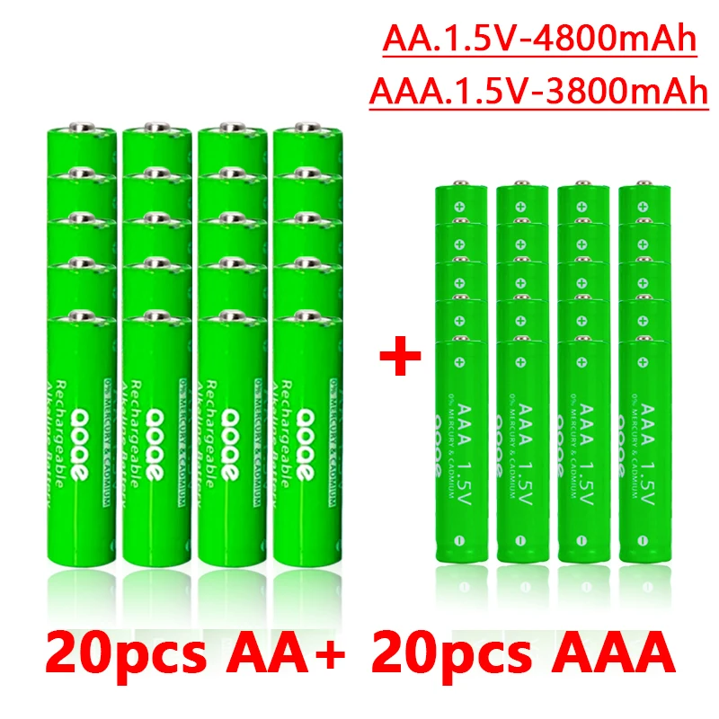 100% original aa and aaa Rechargeable alkaline battery with charger 1.5V 4800mAh+3800mAh for clock and mouse toys+free delivery