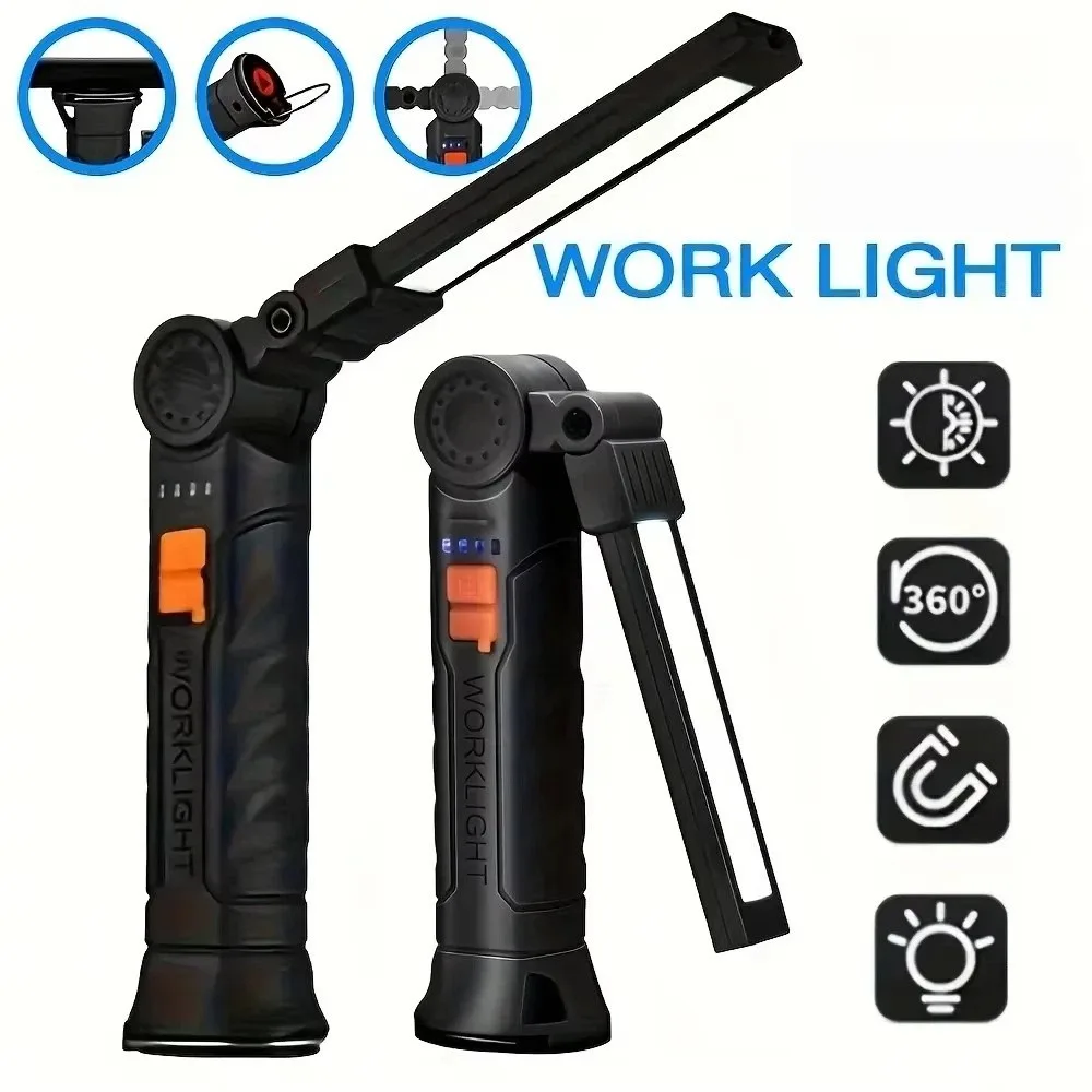 LED Flashlight with Magnet & Hook Rechargeable Work Light Waterproof Strong Light Handheld Searchlight