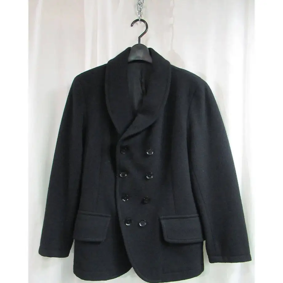 TOP-YAMAMOTO ® Business Style Black Double-Peeked Tweed Suit Jacket for Men Casual Jacket