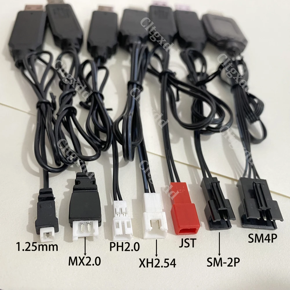 3.7V/7.4V USB Lithium Charging Cable SM-2P SM-4P JST XH2.54 PH2.0 MX2.0 1.25mm Adapter For RC Toy Car Drone Wide Compatibility