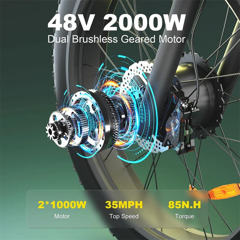 Zeegr S148v  E-Bike Dual 2000W Fat tire Ebike 8 Speed Snow Beach Bike 26*4.0 Fat Tire Taurus Electric Bicycles Full Suspension