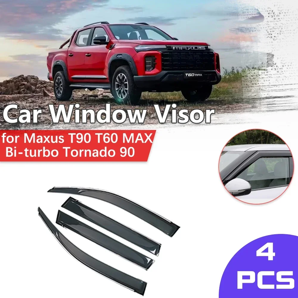 Window Visor for Maxus T90 T60 MAX Bi-turbo Tornado 90 MG Extende Rain Eyebrow Shelter Vent Awning Deflector Guard Accessories