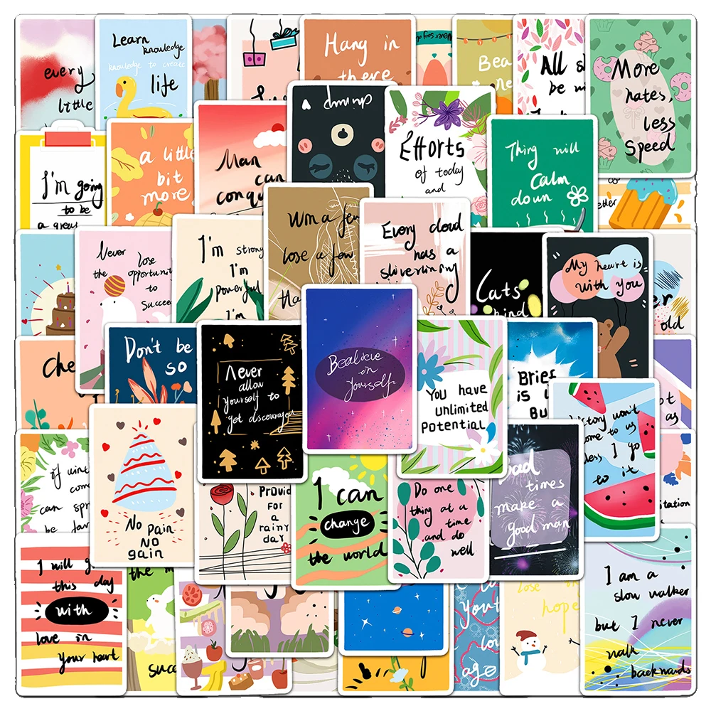 10/30/50pcs Creative Encourage Labels Stickers Inspirational Phrases Cartoon Decals DIY Notebook Phone Suitcase Cute Sticker Toy