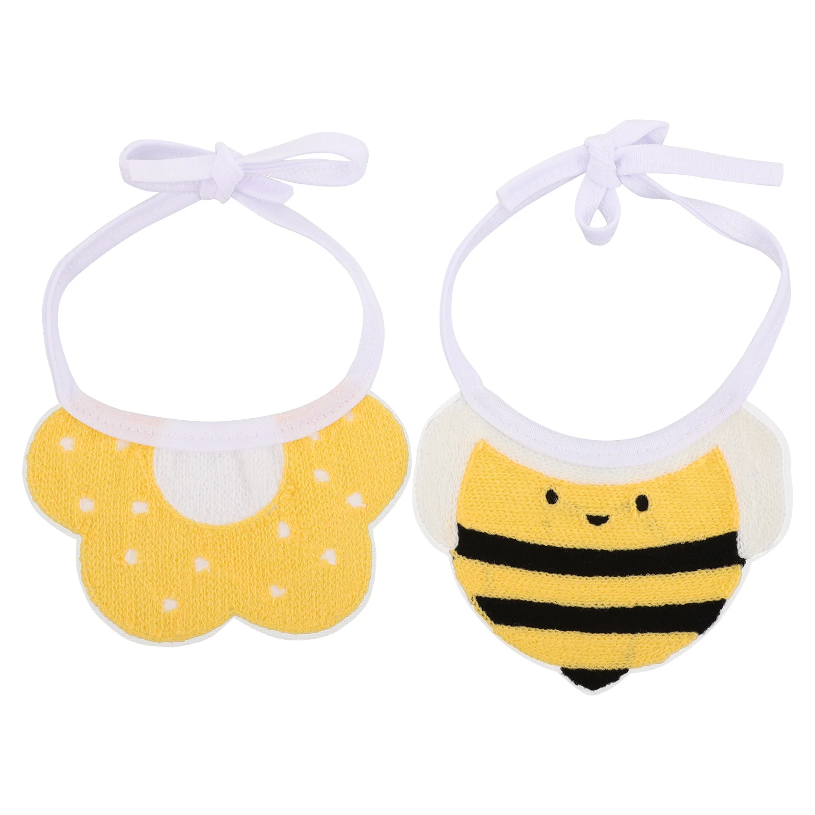 2pcs Pet Bee Saliva Towel For Dogs Flower Design Adjustable Puppy Scarf Dog Bib Knitted Pet Accessory For Small Dogs Outdoor