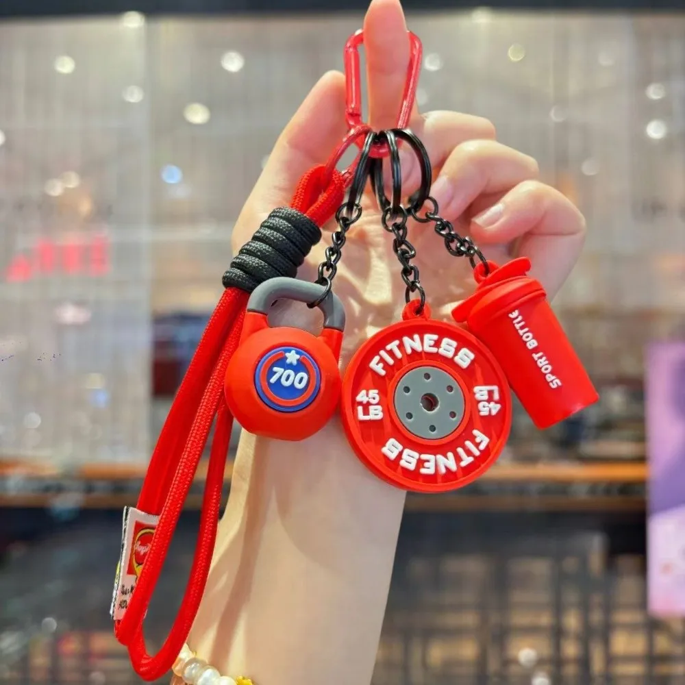 Dopamine Fitness Series Pendant Detachable with Buckle Tennis Racket Set Keychain Simulation Style Simulation Dumbbells Keyring