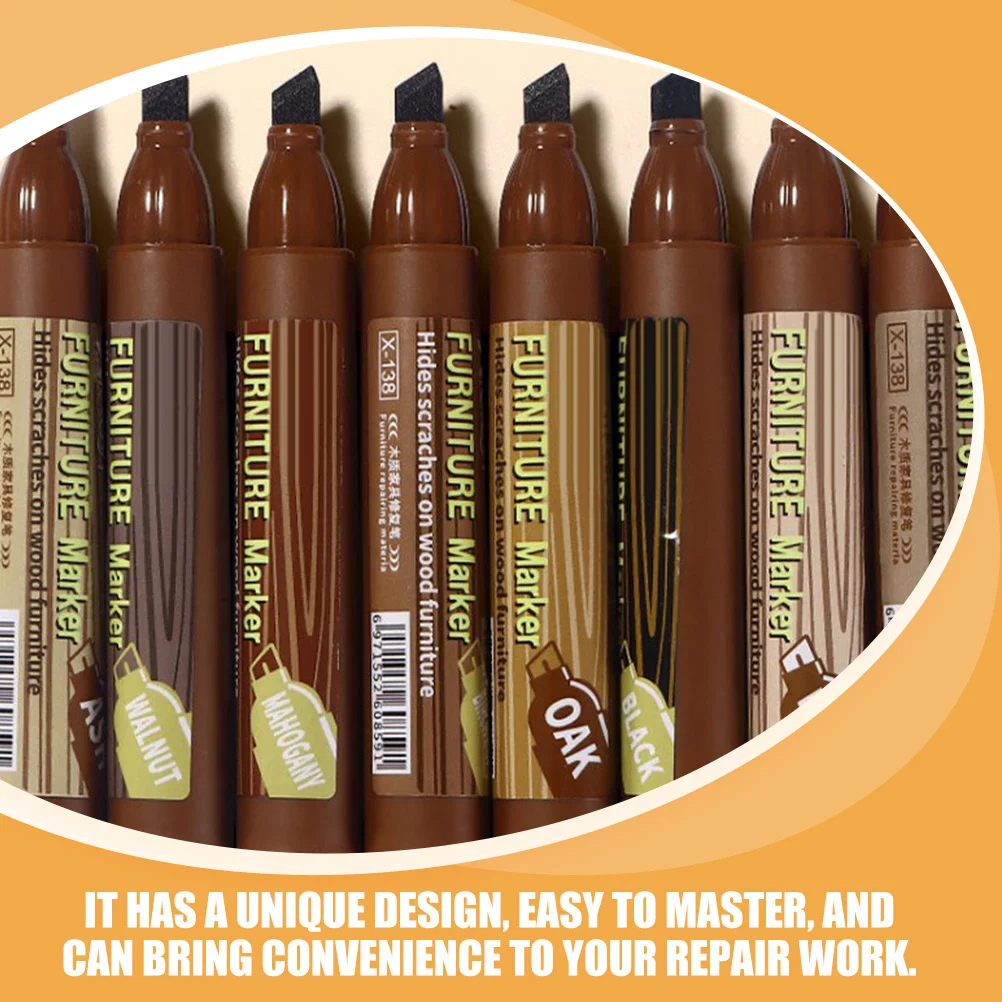 7Pcs Wood Scratch Repair Markers Touch-Up Pens for Furniture Fast Drying Stain Match Precision Tip Repair Kit for Table Chair