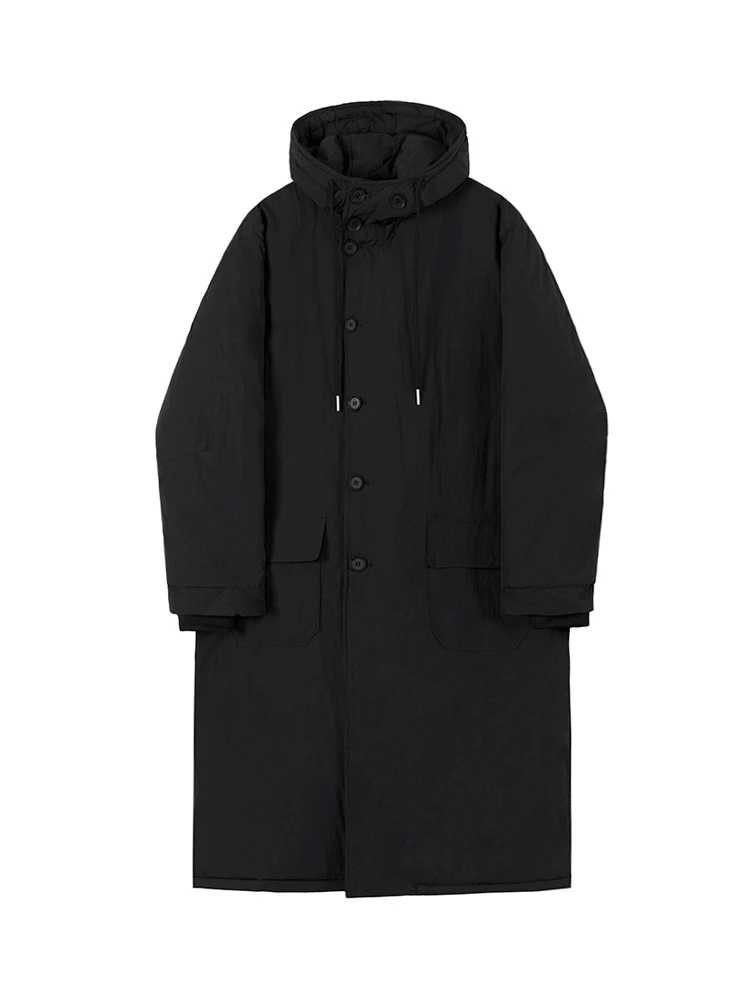 MRCYC Men\'s Mid-Length Thickened Cotton Jacket Hooded Coat Korean Style Casual Wear Resistant Polyester Fiber Fill