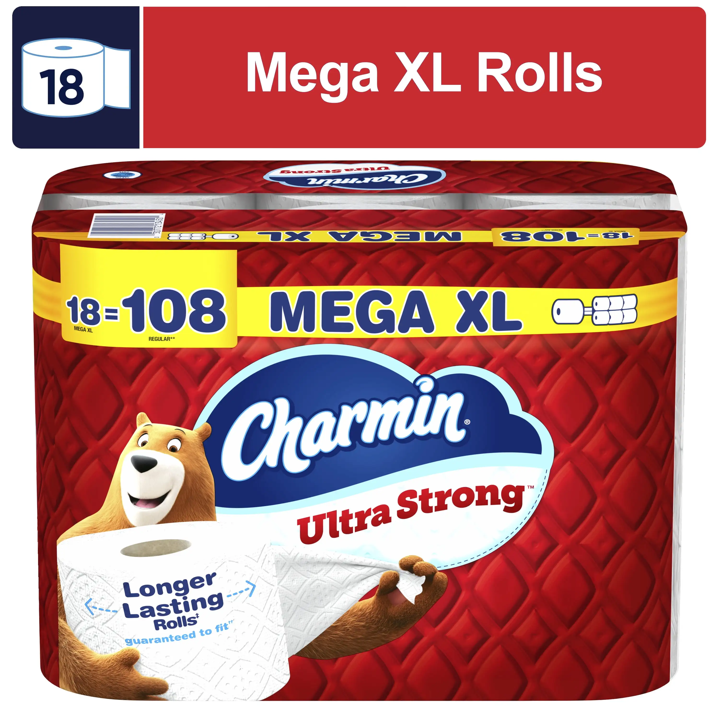 

Ultra Strong Toilet Paper 18 Mega XL Rolls, 330 Sheets Per Roll It weaves like a towel and is even cleaner