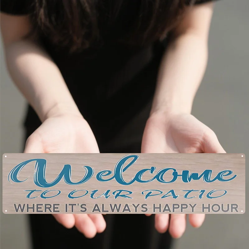2D Flat, 1pc Retro Welcome Sign - Aluminum Wall-Mounted 