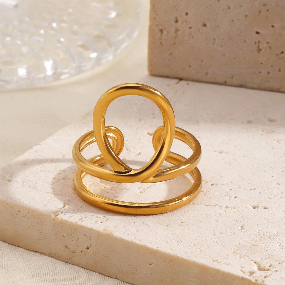 Minimalist Line Open Rings Geometric Oval Adjustable Stackable Ring For Women Everyday Versatile Jewelry Gift