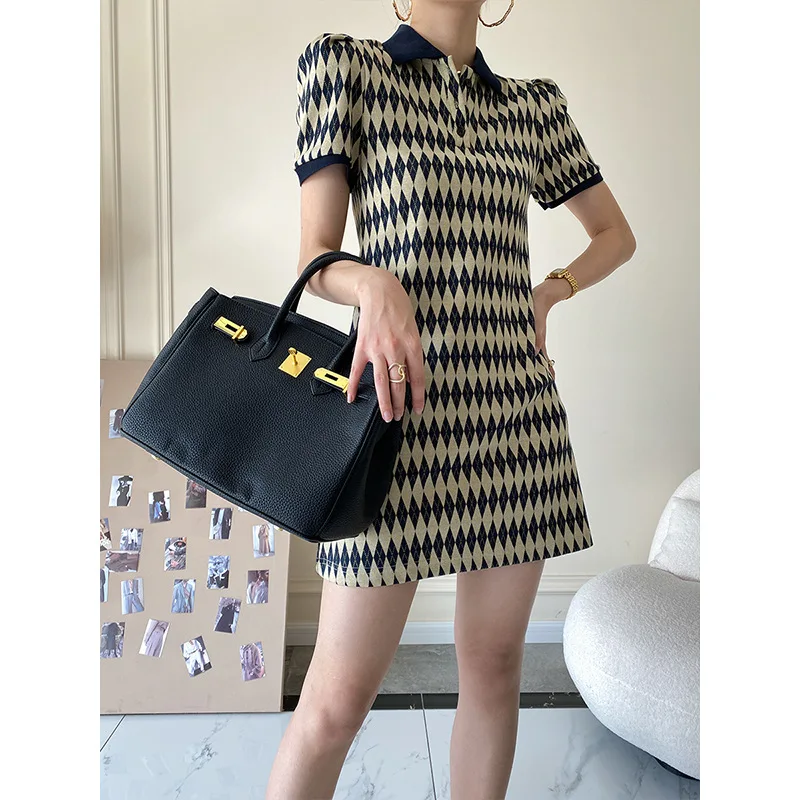 British Lingge polo collar slim dress female small 2022 spring and summer new