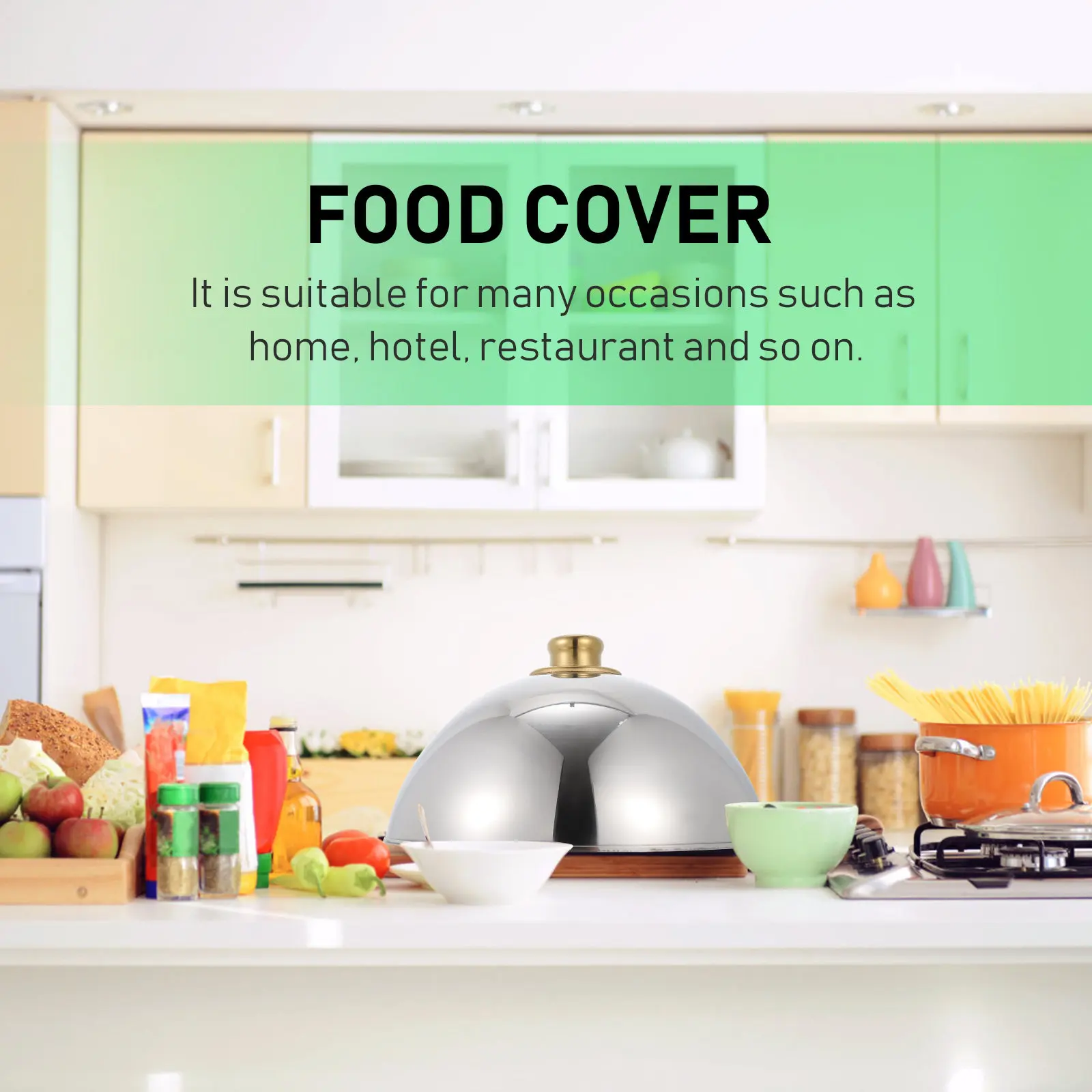 

1 шт. Куполообразная крышка для еды из нержавеющей стали, сверхпрочная, с ручкой, для защиты пищевых продуктов на кухне, для тортов, десертов, сохранения свежести