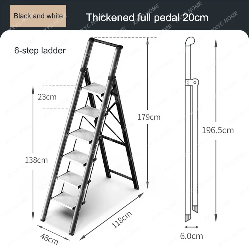 Multifunctional Telescopic Aluminum Alloy  Lightweight 6-Step Ladder 150KG Bearing Home Folding Ladder Herringbone Ladder