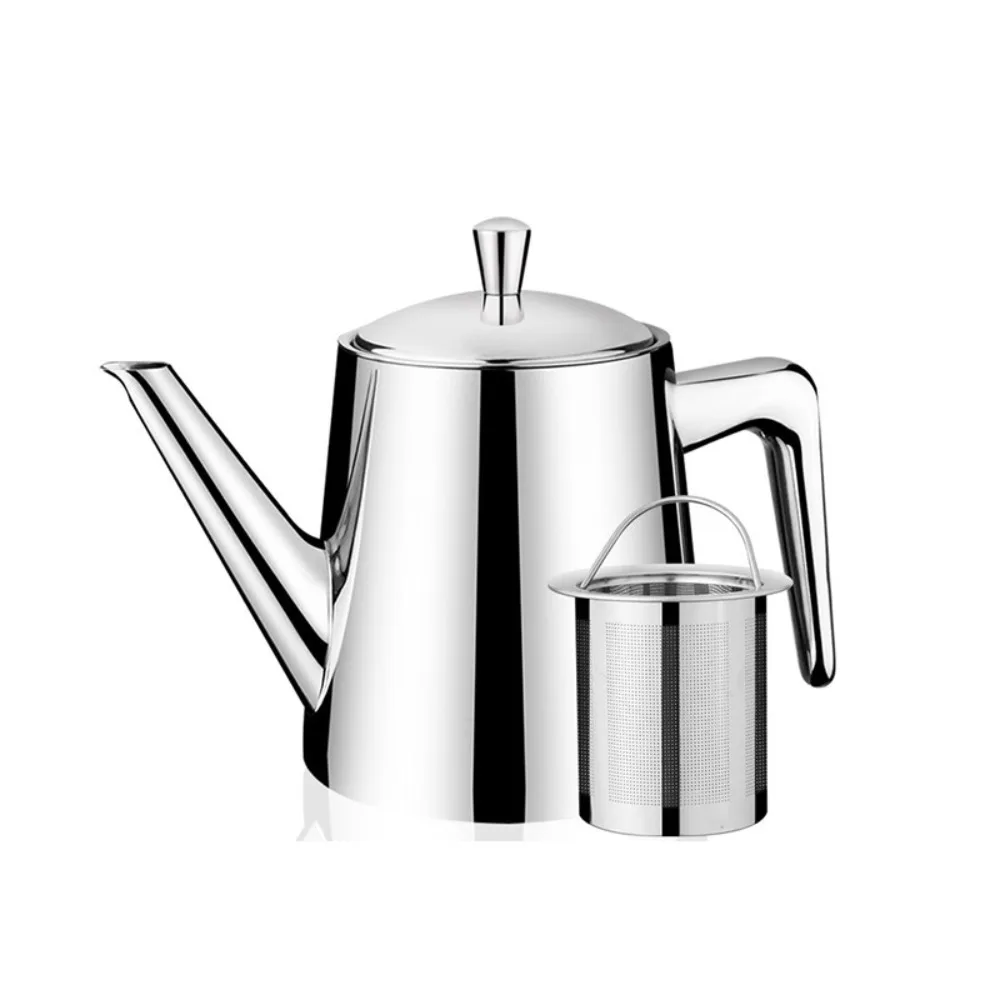 

2 in 1 Stainless Steel Long Spout Teapot with Filter Rustproof Tea Kettle Large Capacity Mirror-like Hotel Teapot Easy To Clean