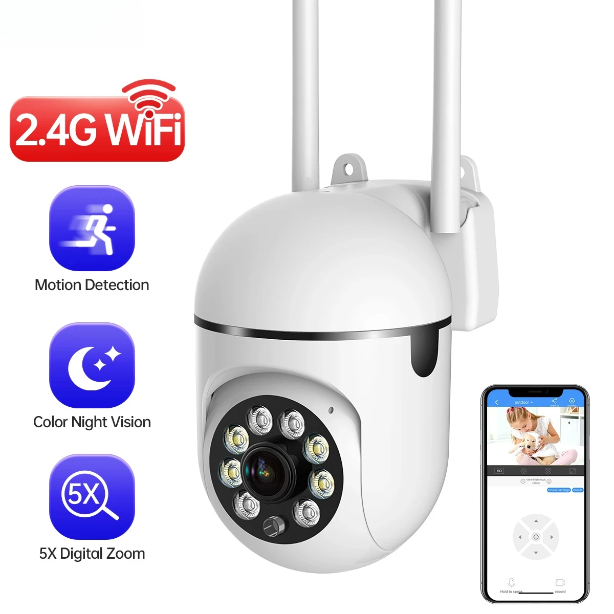 

2MP PTZ IP Camera Color Night Auto Tracking CCTV IP WiFi Camera Security Camera Home Surveillance Camera Baby Monitor