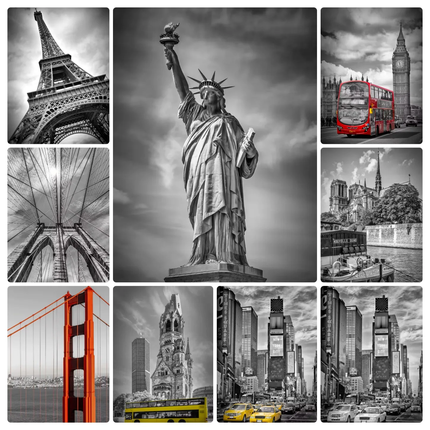 Jigsaw Puzzle 500/1000 Pieces Black and White City Paper Puzzles Adult Present Portable Box for Family Games Educational Toys