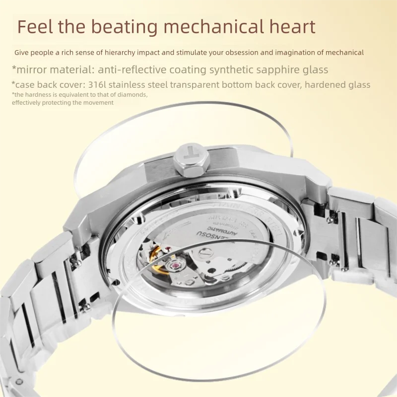 2025 New TELENSOSU Men's Watch Waterproof Sapphire Stainless Steel Automatic Mechanical Watch Gentleman Style Business Watch8806